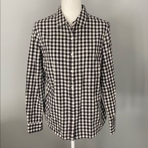 J. McLaughlin Betty Button Shirt Gingham Black 12